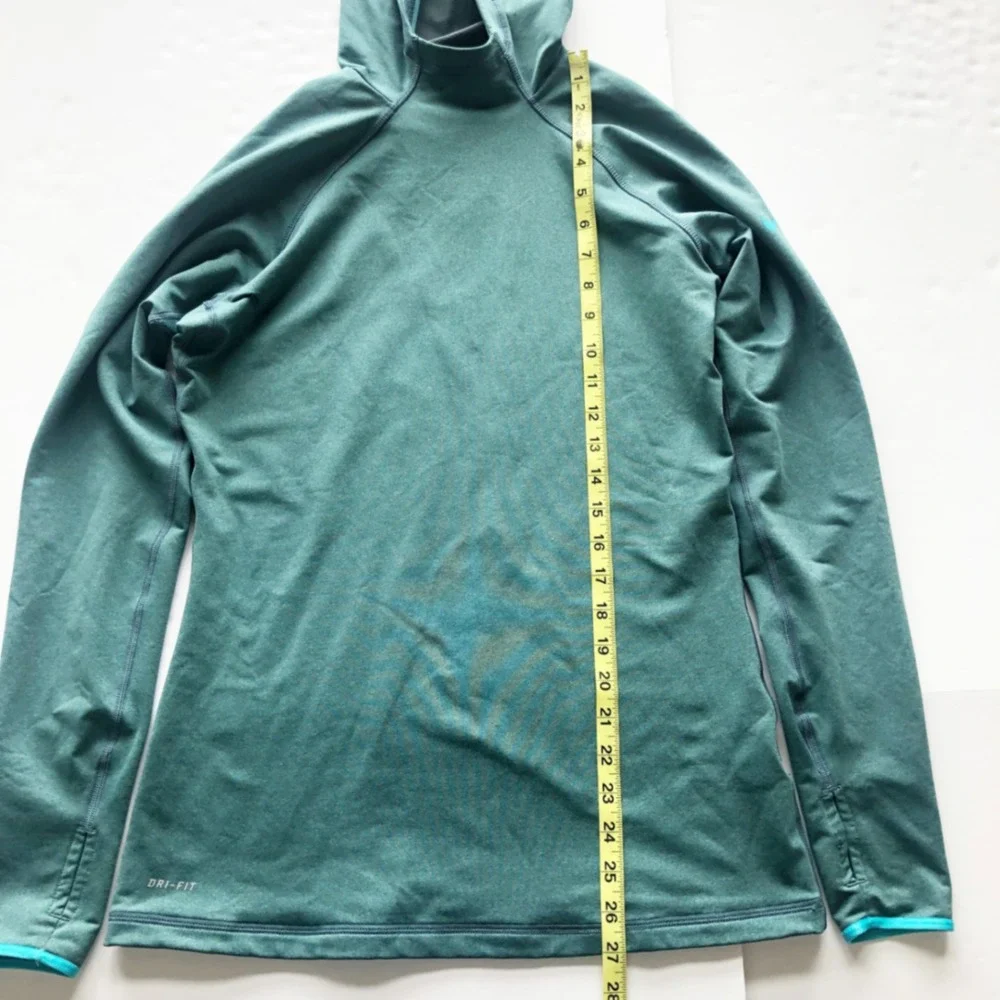Nike Sweatshirt Womens Large Pro Hoodie Teal Green Long Sleeve